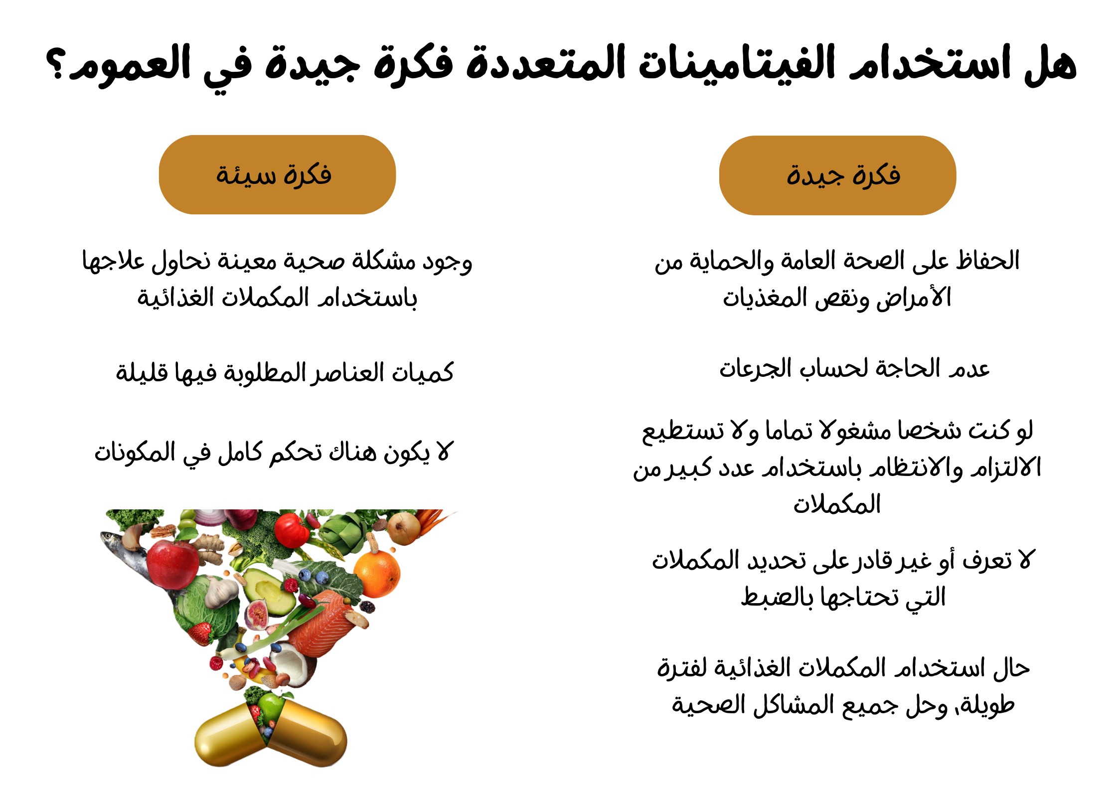 هل استخدام الفيتامينات المتعددة فكرة جيدة في العموم؟	